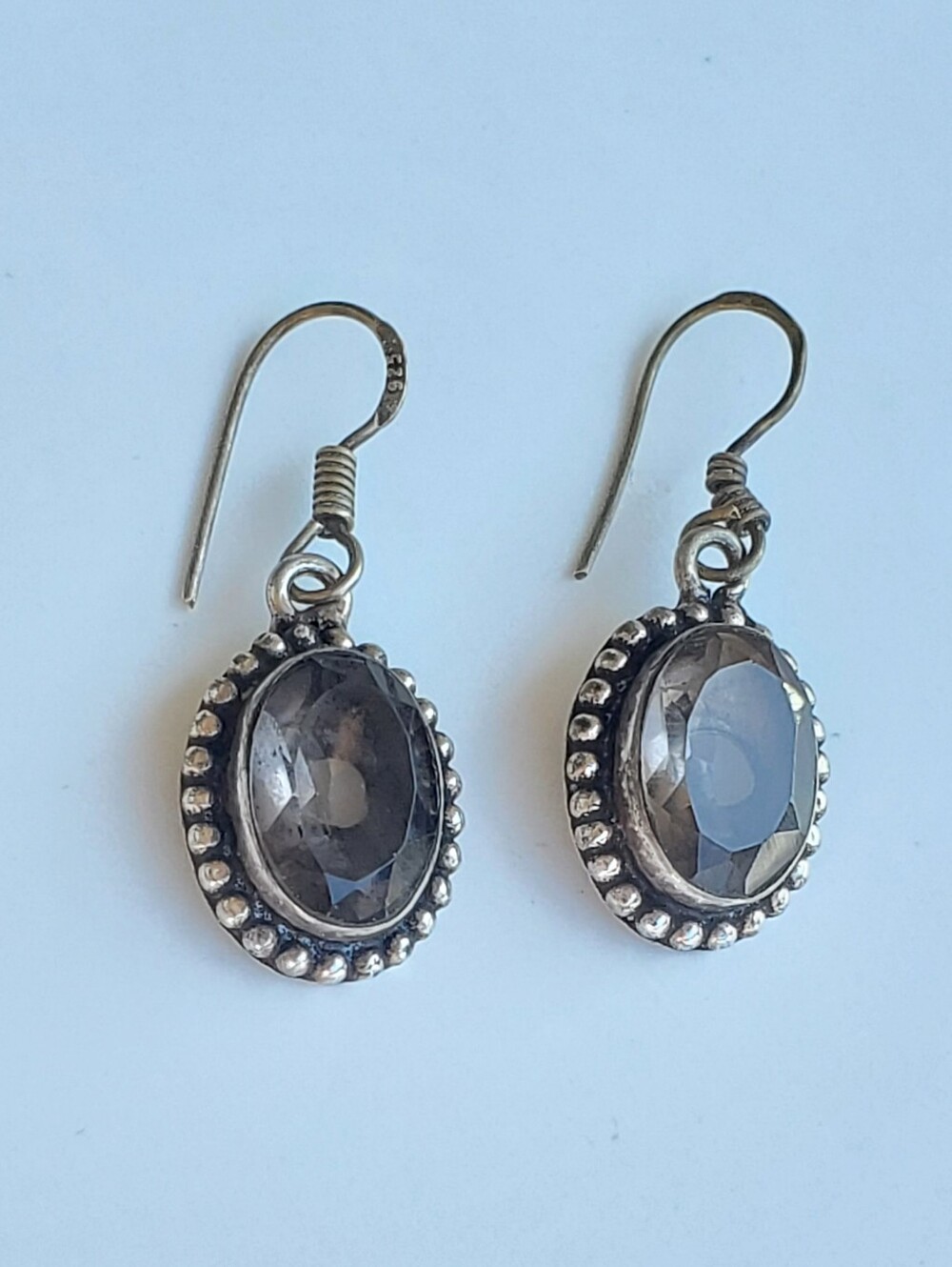 Vtg. Smoky Quarts Drop Earrings.